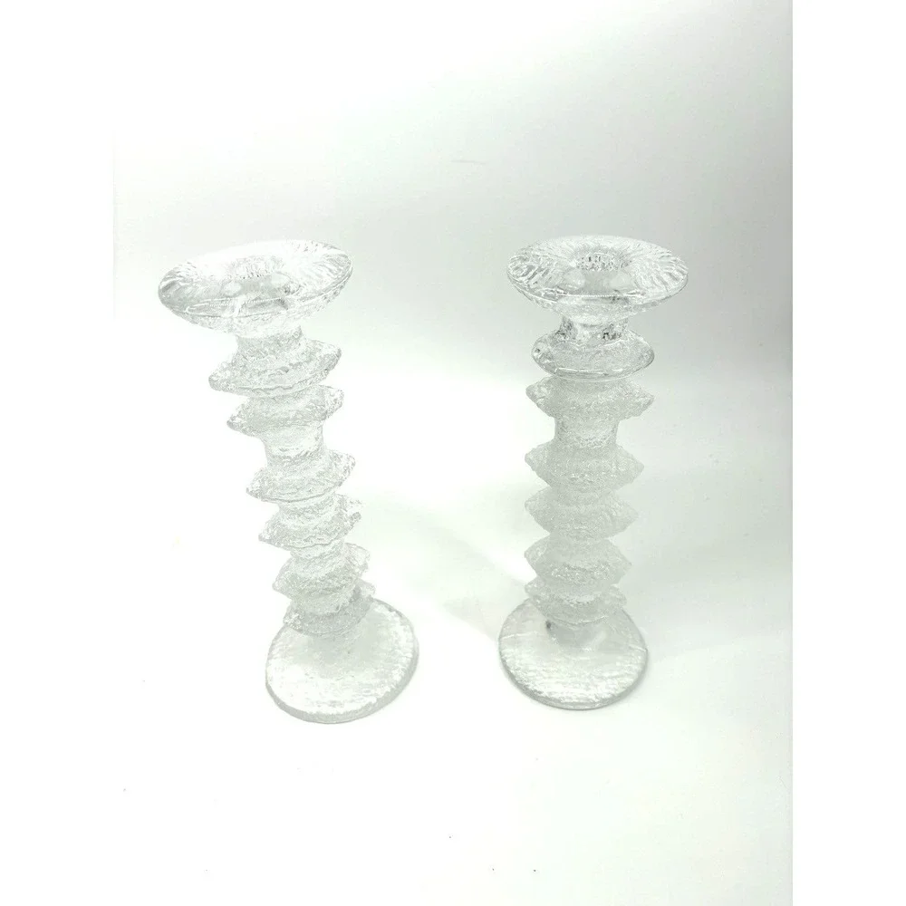 Iittala Timo Sarpaneva FESTIVO 6 Ring Candleholders Scandinavian Glass Signed TS